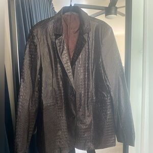 Crocodile Pattern Brown Blazer